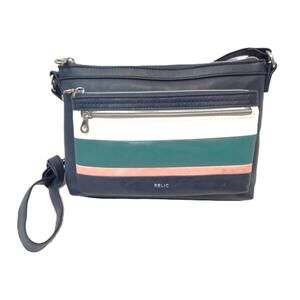 Relic by Fossil Crossbody Bag Navy White Teal Green Pink